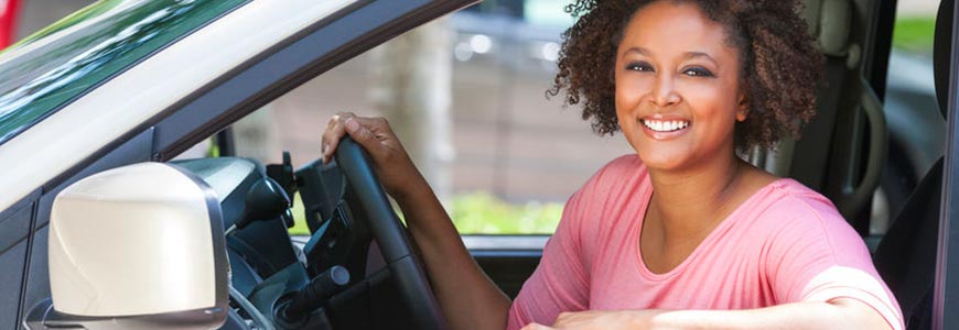 young woman in car