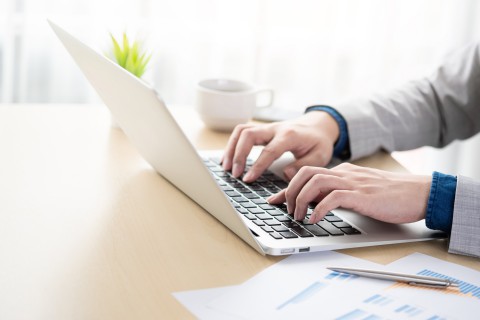 Woman balancing her account