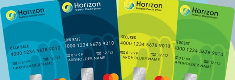Array of Horizon's four credit cards
