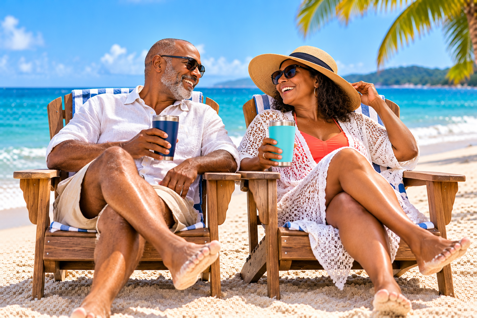 couple enjoying retirement on the beach